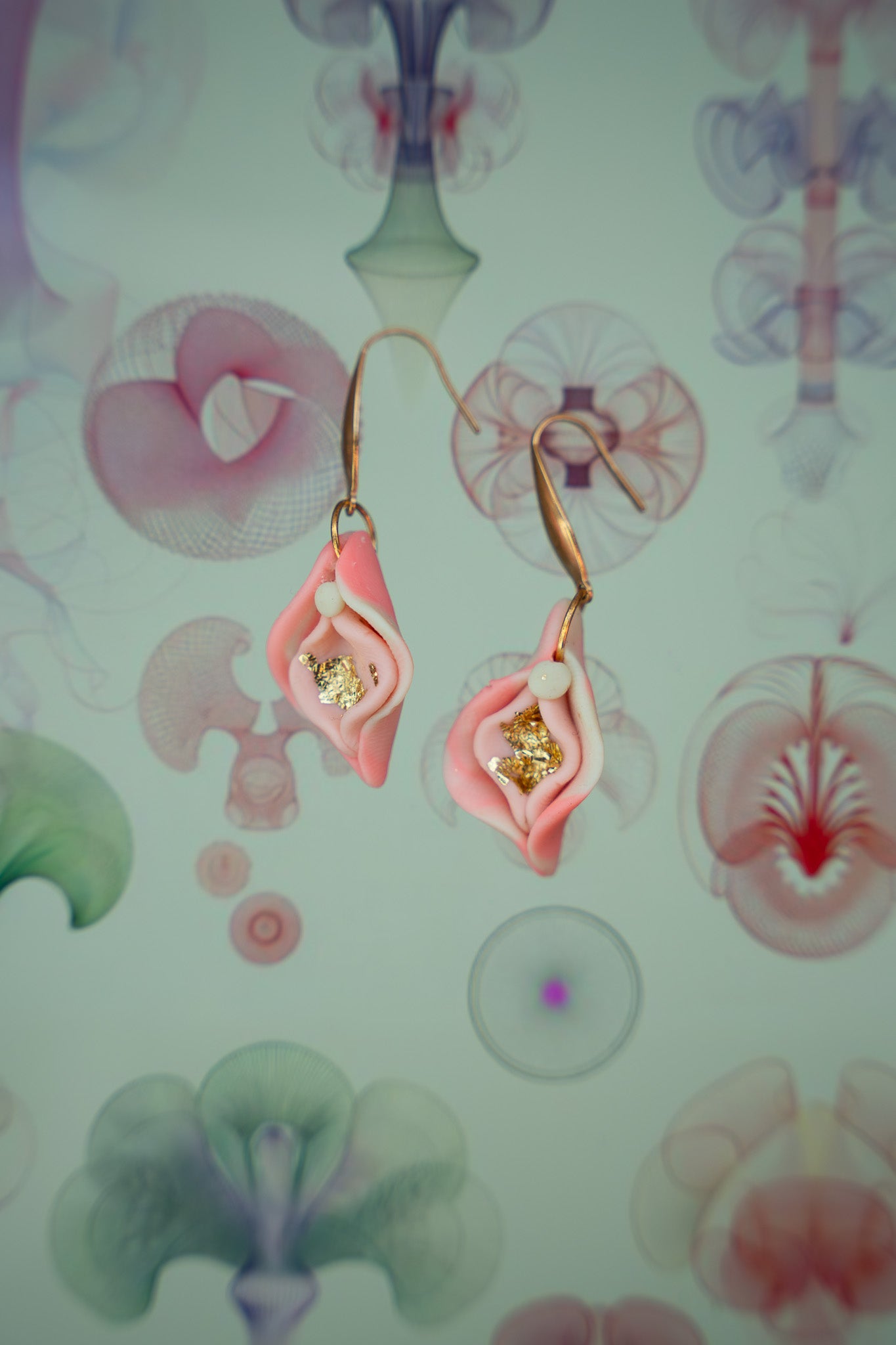 Vulva Ohrringe | Limegreen/Rosa marmoriert